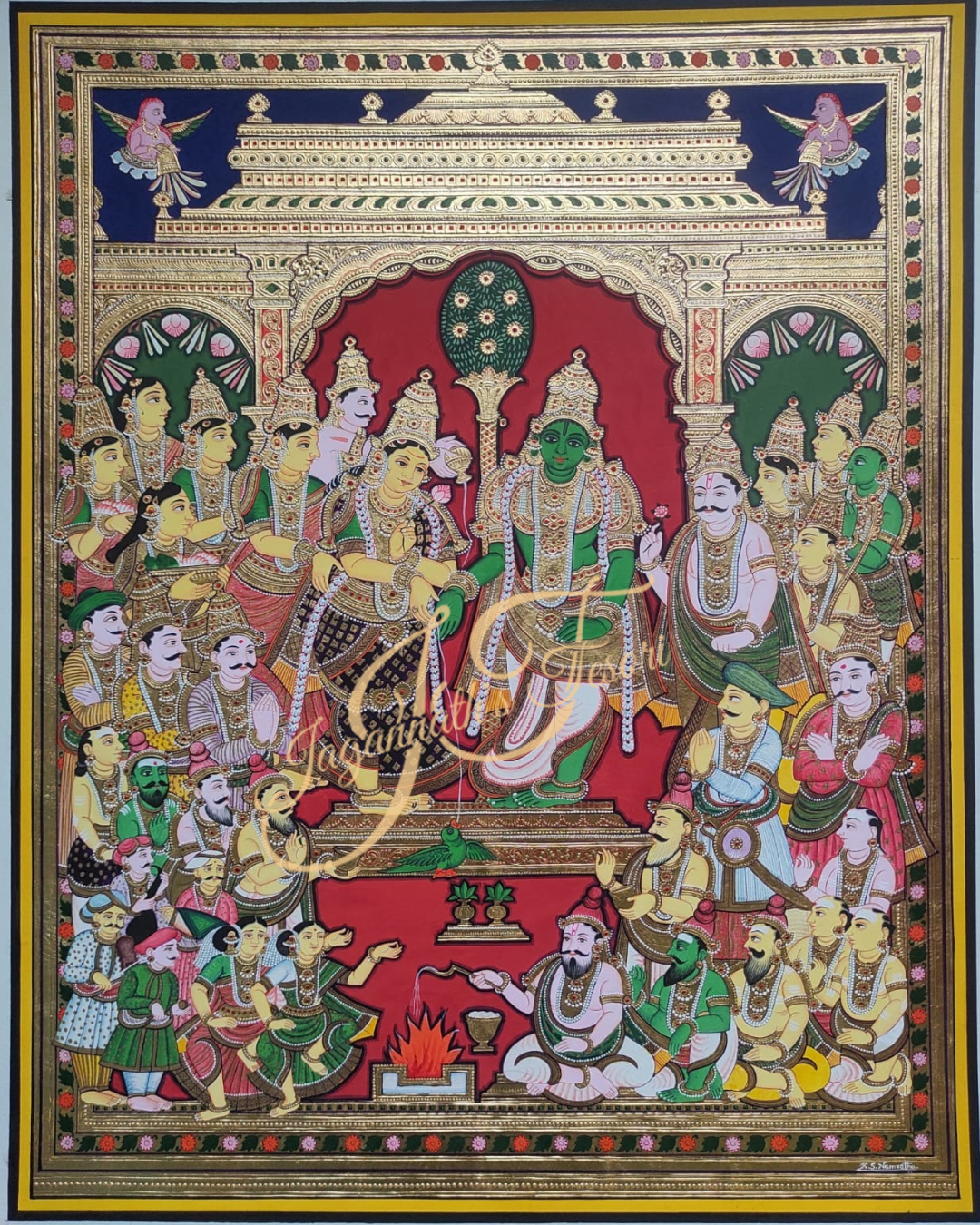Ram Sita Kalyanam | 22 Karat Gold Work | Unframed | Mysore Painting