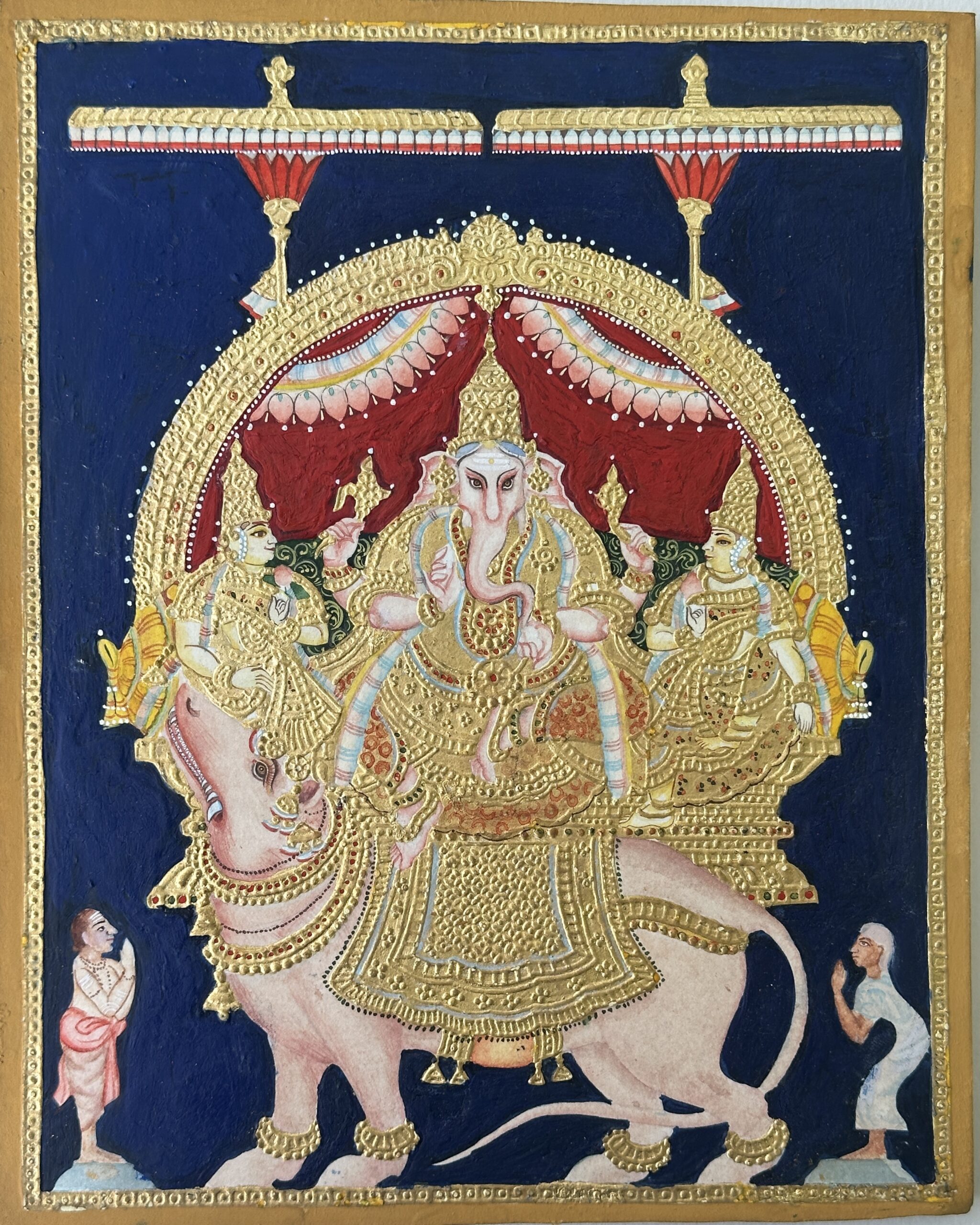Mooshika Vahana Ganapati | 22 Karat Gold Work | Unframed | Mysore Painting