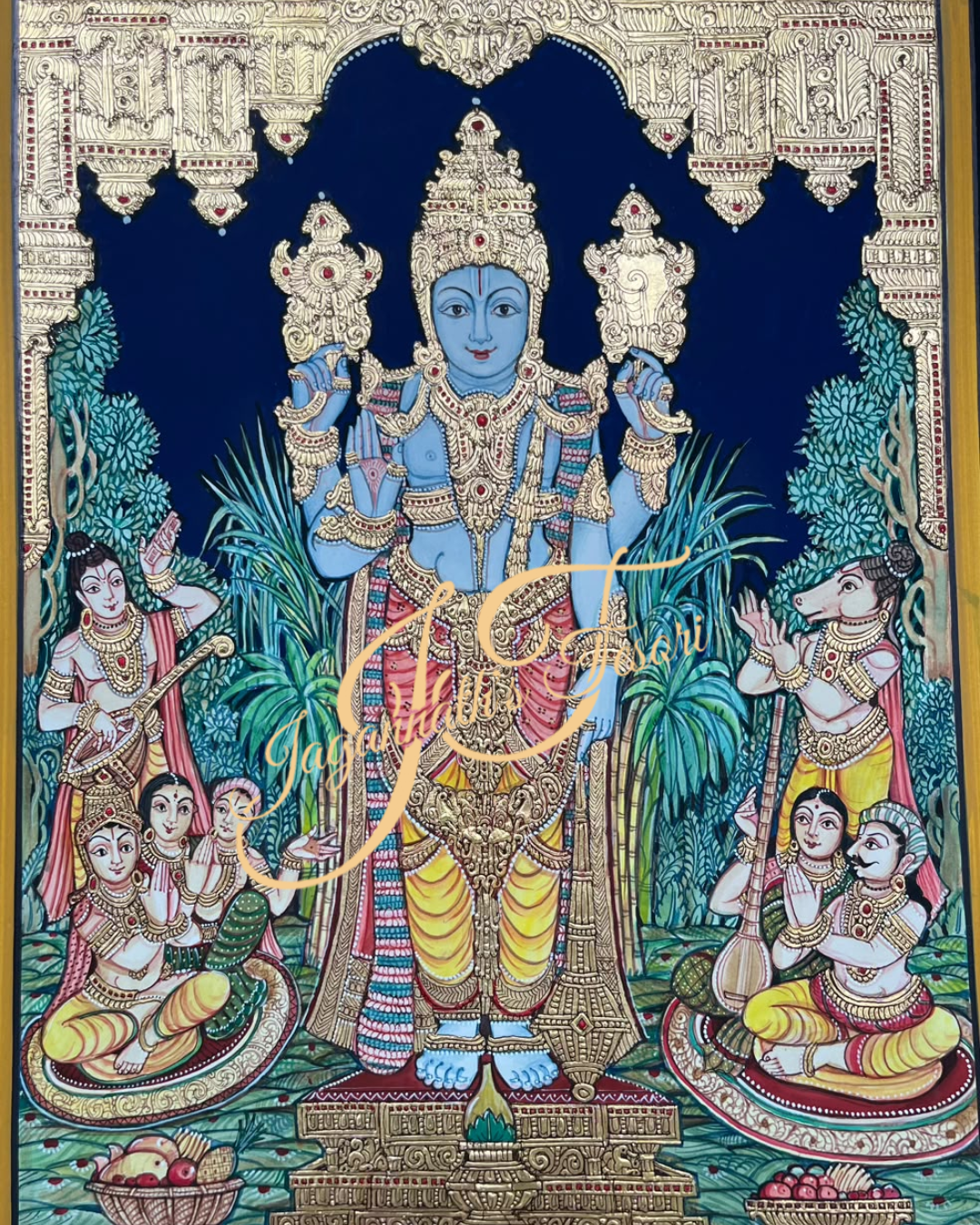 Shri Satyanarayana Swamy | 22 Karat Gold Work | Unframed | Mysore Painting