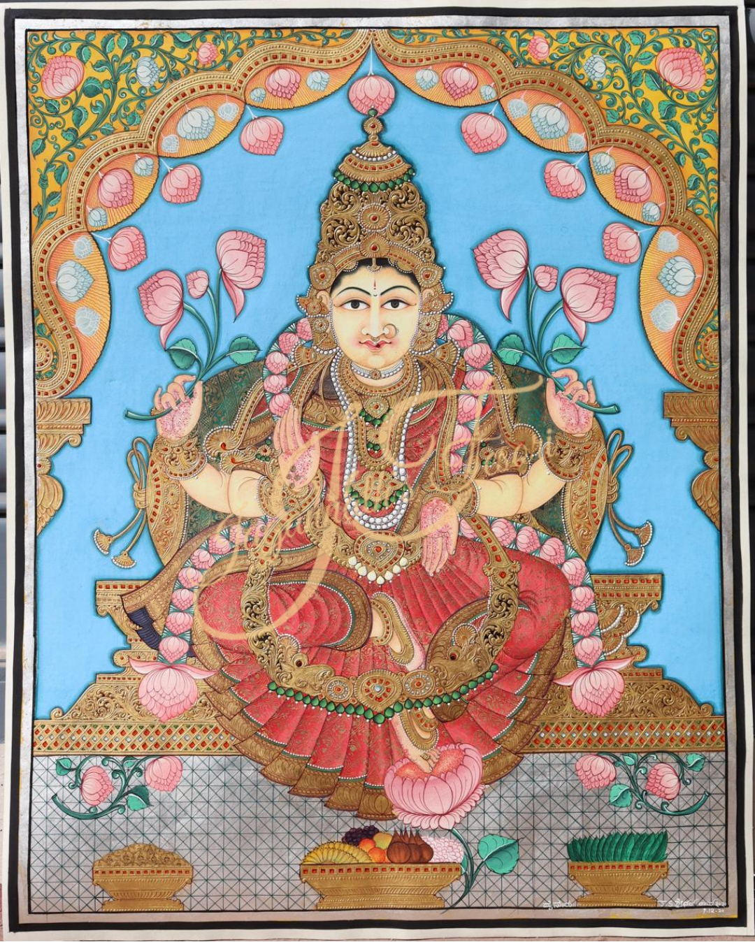 Jaya Lakshmi | 22 Karat Gold Work | Unframed | Mysore Painting