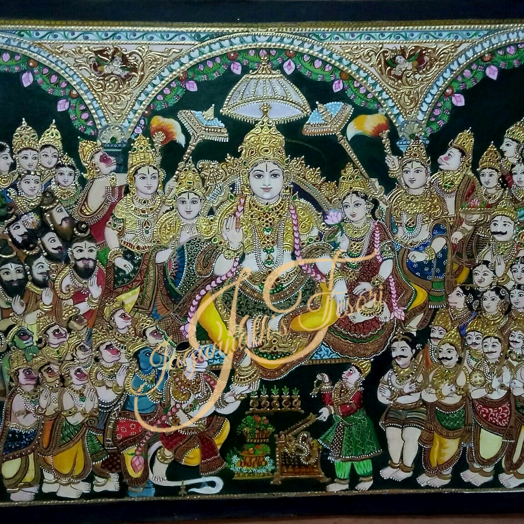 Sri Rama Darbar | 22 Karat Gold Work | Unframed | Mysore Painting