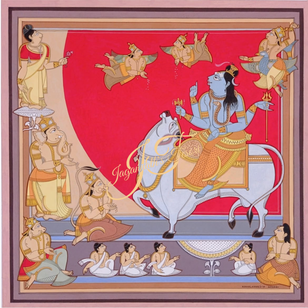 Shiva Kailash Yatra | Gouache on Febriyano Board | Basohli Miniature Paintings